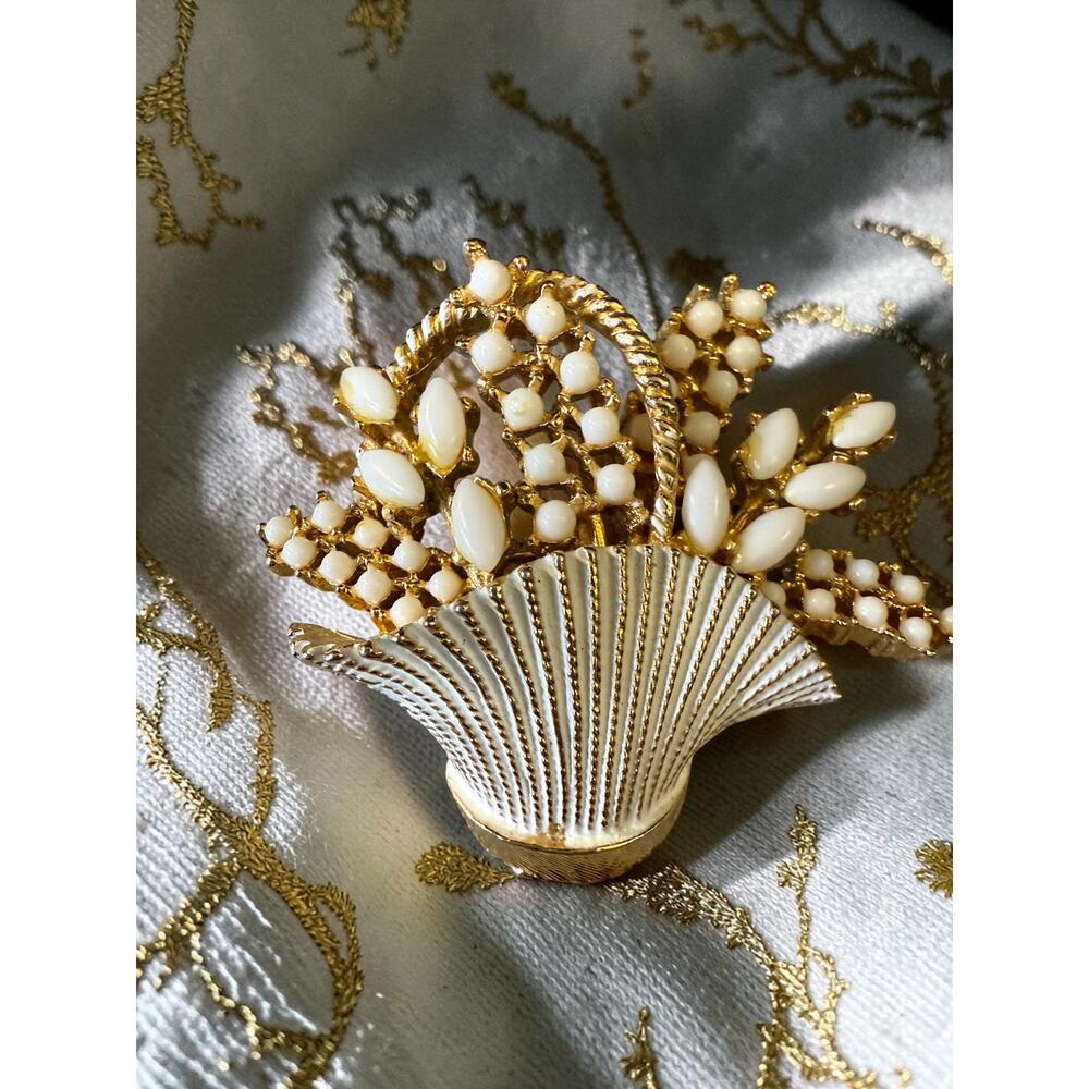 Arthur Pepper Milk Glass Floral Brooch